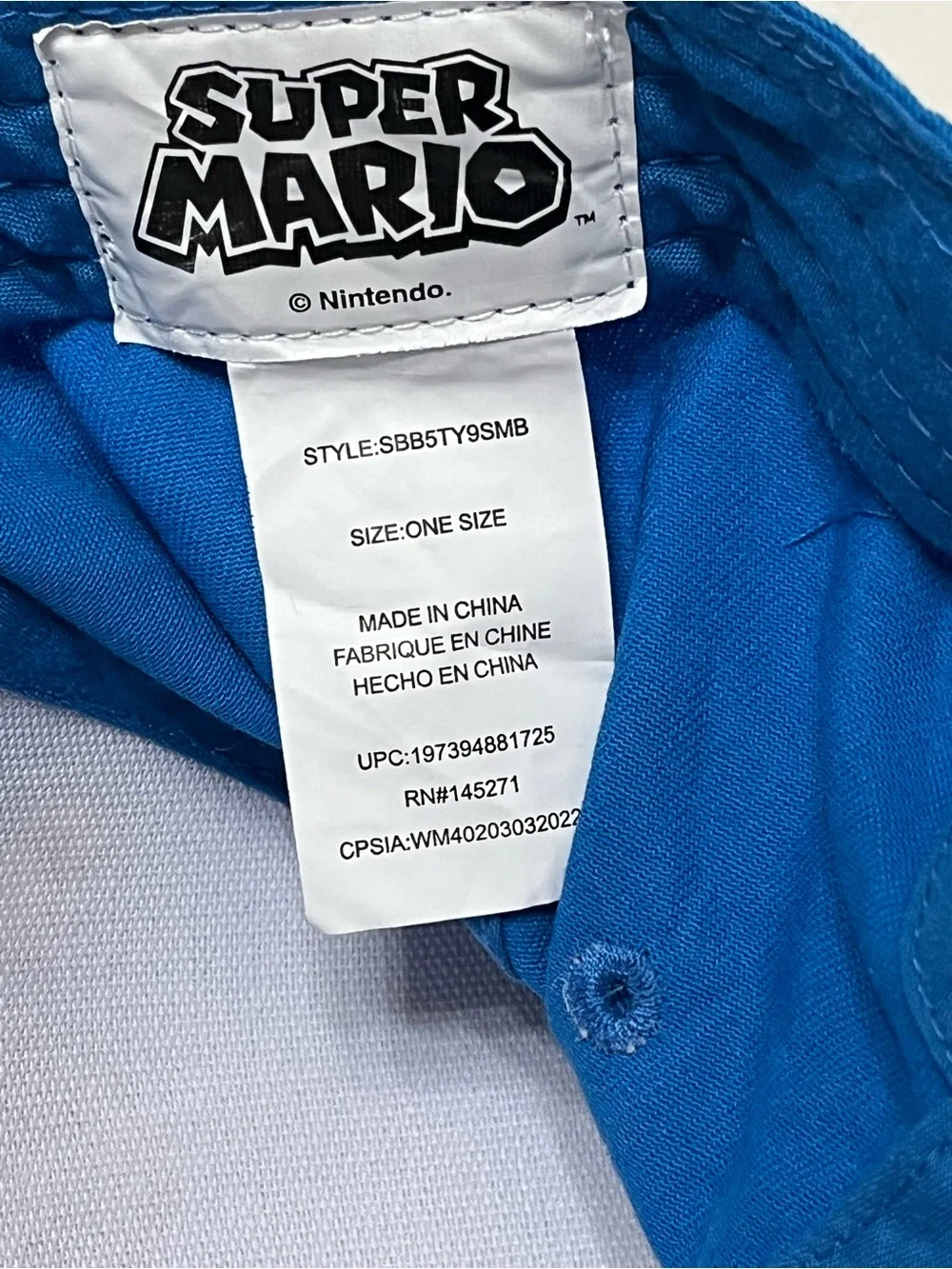 Nintendo Super Mario Snapback Hat Mario Luigi Bowser Yoshi Toad Blue One Size